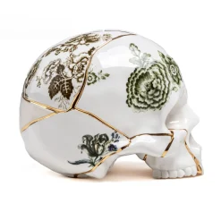 SELETTI Skulptur Kintsugi Skull, hvit, porselen, gull Online