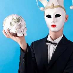 SELETTI Skulptur Kintsugi Skull, hvit, porselen, gull Online