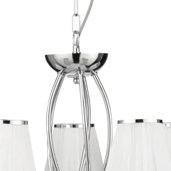 Searchlight Simplicity lysekrone, 5 lyskilder, stoff, krom/hvit, E14| Lysekroner