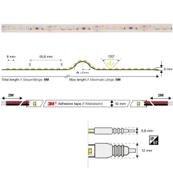 The Light Group SLC LED-Strip badstue opp til 105°C, 24V IP67 5m 3000K Clearance