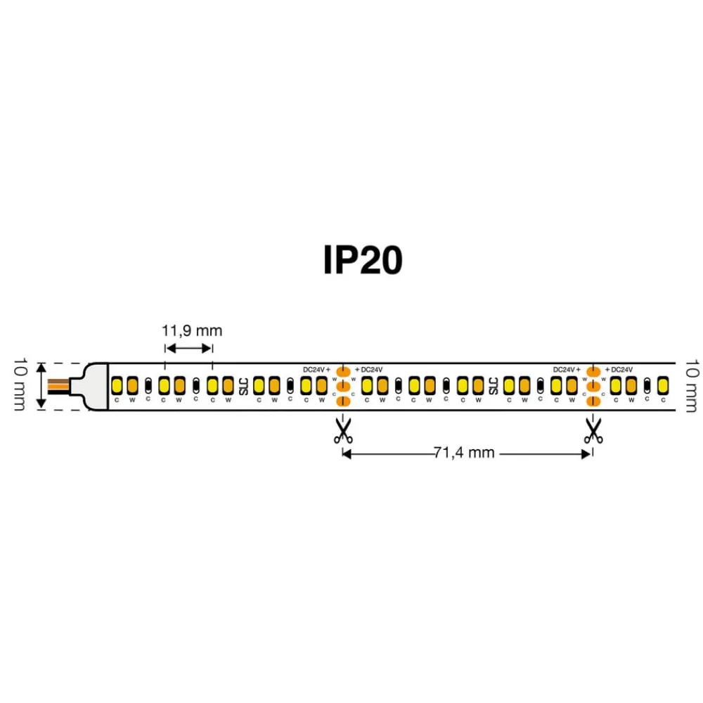 The Light Group SLC LED-stripe Tunable White 827-865 10m 125W IP20| Lysstriper