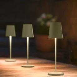 SLV LED oppladbar lampe Vinolina Two, grønn, aluminium, Ø 11 cm, IP65| Terrassebelysning