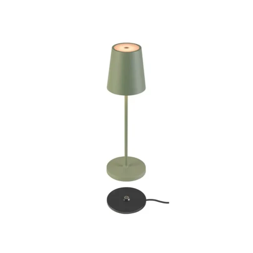 SLV LED oppladbar lampe Vinolina Two, grønn, aluminium, Ø 11 cm, IP65| Terrassebelysning