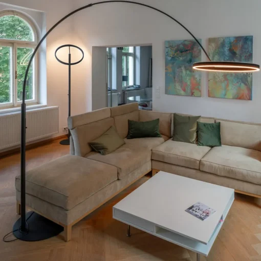 SLV LED-gulvlampe One Bow FL, svart, stål, høyde 232 cm| Led-Innendørs
