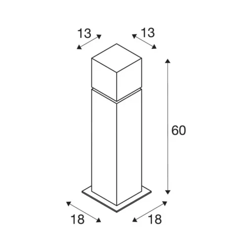 SLV sokkellampe Square Pole, høyde 60 cm, grå, stål| Sokkellamper