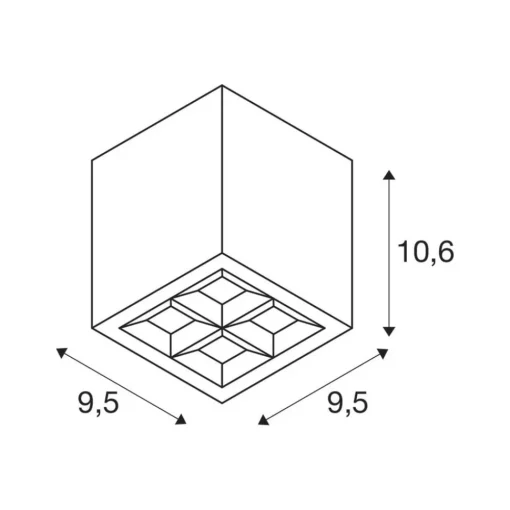 SLV taklampe S-Cube, antracitt, aluminium, lengde 9,5 cm| Terrassebelysning|Taklamper Utendørs