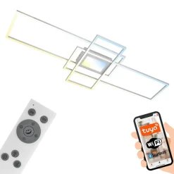 Briloner Smart LED taklampe Ram, aluminiumsfarget, CCT, fjernkontroll| Smarthus Belysning