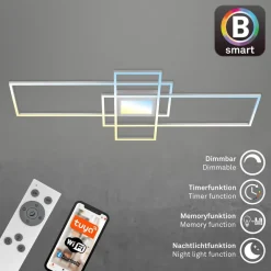 Briloner Smart LED taklampe Ram, aluminiumsfarget, CCT, fjernkontroll| Smarthus Belysning