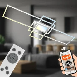 Briloner Smart LED taklampe Ram, aluminiumsfarget, CCT, fjernkontroll| Smarthus Belysning