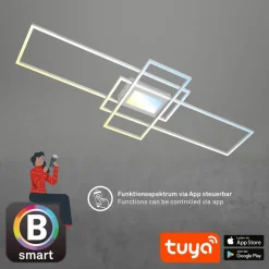 Briloner Smart LED taklampe Ram, aluminiumsfarget, CCT, fjernkontroll| Smarthus Belysning