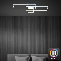 Briloner Smart LED taklampe Ram, aluminiumsfarget, CCT, fjernkontroll| Smarthus Belysning