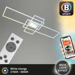 Briloner Smart LED taklampe Ram, aluminiumsfarget, CCT, fjernkontroll| Smarthus Belysning