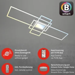 Briloner Smart LED taklampe Ram, aluminiumsfarget, CCT, fjernkontroll| Smarthus Belysning