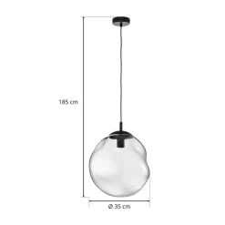 TK Lighting Sol pendellampe i glass, Ø 35 cm, svart/røykgrått| Pendellamper