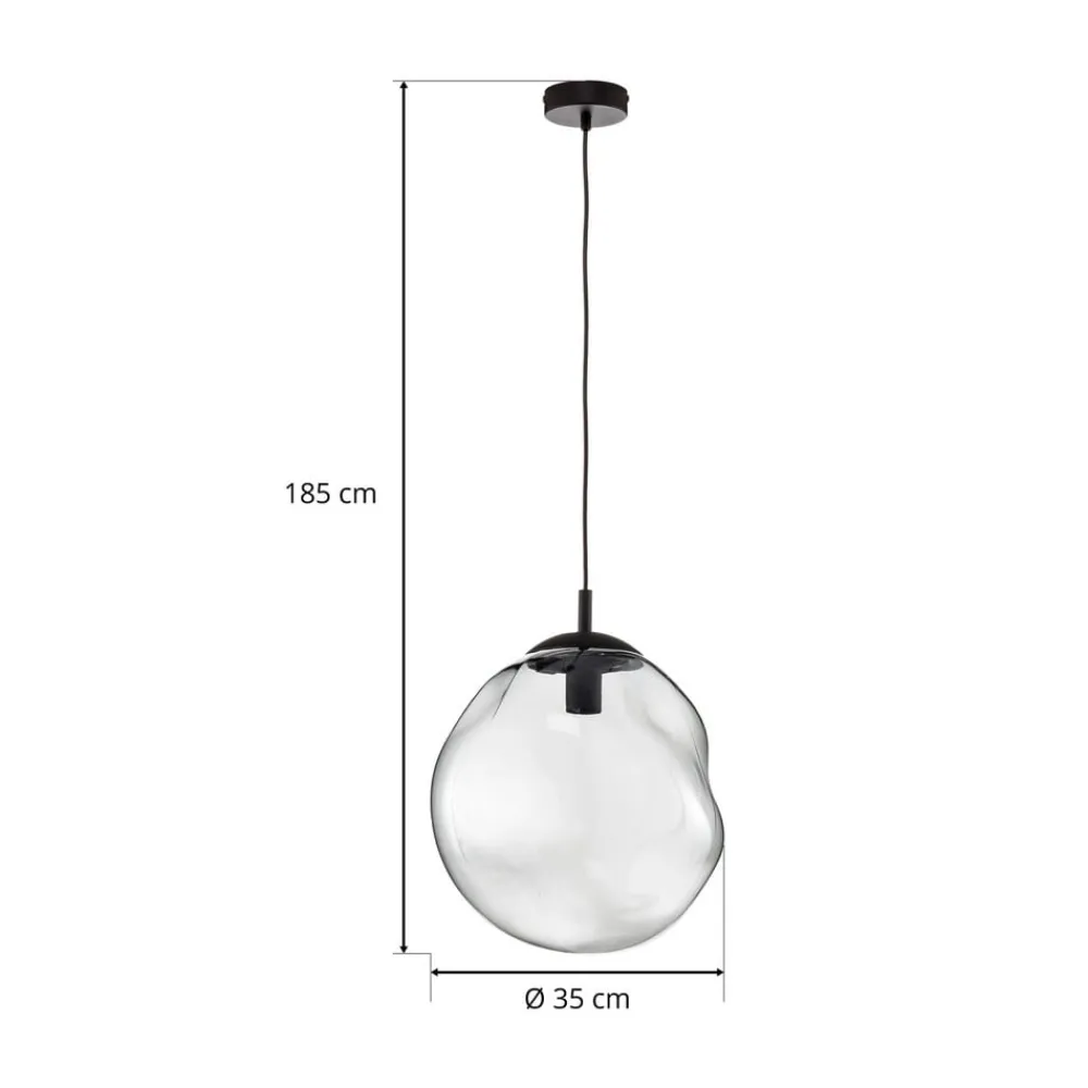 TK Lighting Sol pendellampe i glass, Ø 35 cm, svart/røykgrått| Pendellamper
