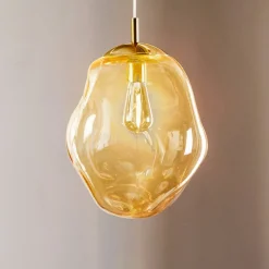 TK Lighting Sol pendellampe i glass, Ø 35cm, svart/amber| Pendellamper