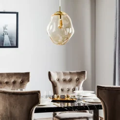 TK Lighting Sol pendellampe i glass, Ø 35cm, svart/amber| Pendellamper