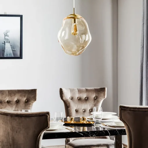 TK Lighting Sol pendellampe i glass, Ø 35cm, svart/amber| Pendellamper