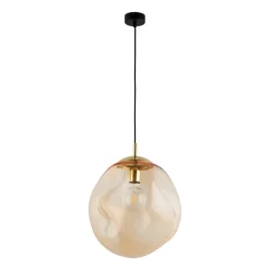 TK Lighting Sol pendellampe i glass, Ø 35cm, svart/amber| Pendellamper