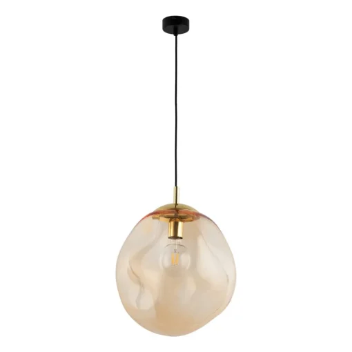 TK Lighting Sol pendellampe i glass, Ø 35cm, svart/amber| Pendellamper