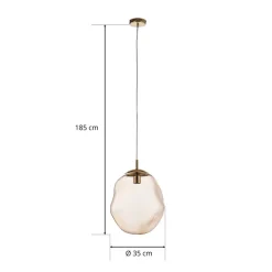 TK Lighting Sol pendellampe i glass, Ø 35cm, svart/amber| Pendellamper