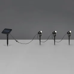 Reality Leuchten Solar spotlight Obidos, svart matt, aluminium, 3 stk Online