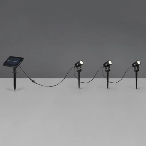 Reality Leuchten Solar spotlight Obidos, svart matt, aluminium, 3 stk Online