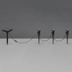 Reality Leuchten Solar spotlight Obidos, svart matt, aluminium, 3 stk Online