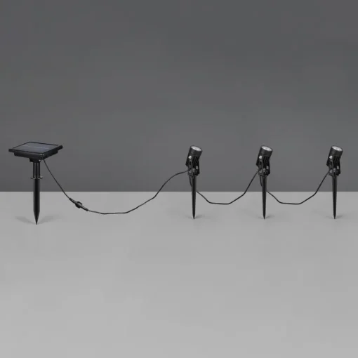 Reality Leuchten Solar spotlight Obidos, svart matt, aluminium, 3 stk Online