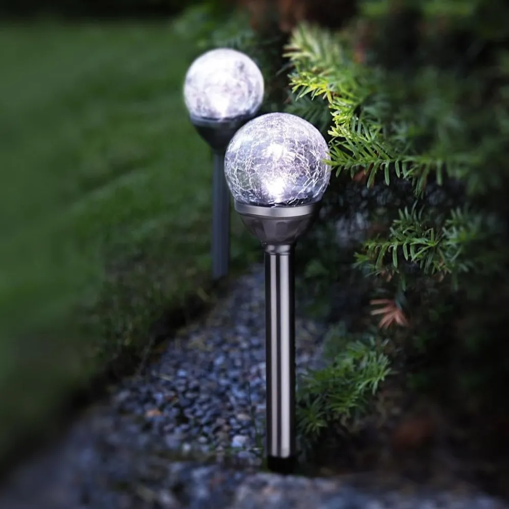 STAR TRADING Solardrevne LED-staver med kuler (2-pakning)| Dekorasjonsbelysning|Solcellelamper