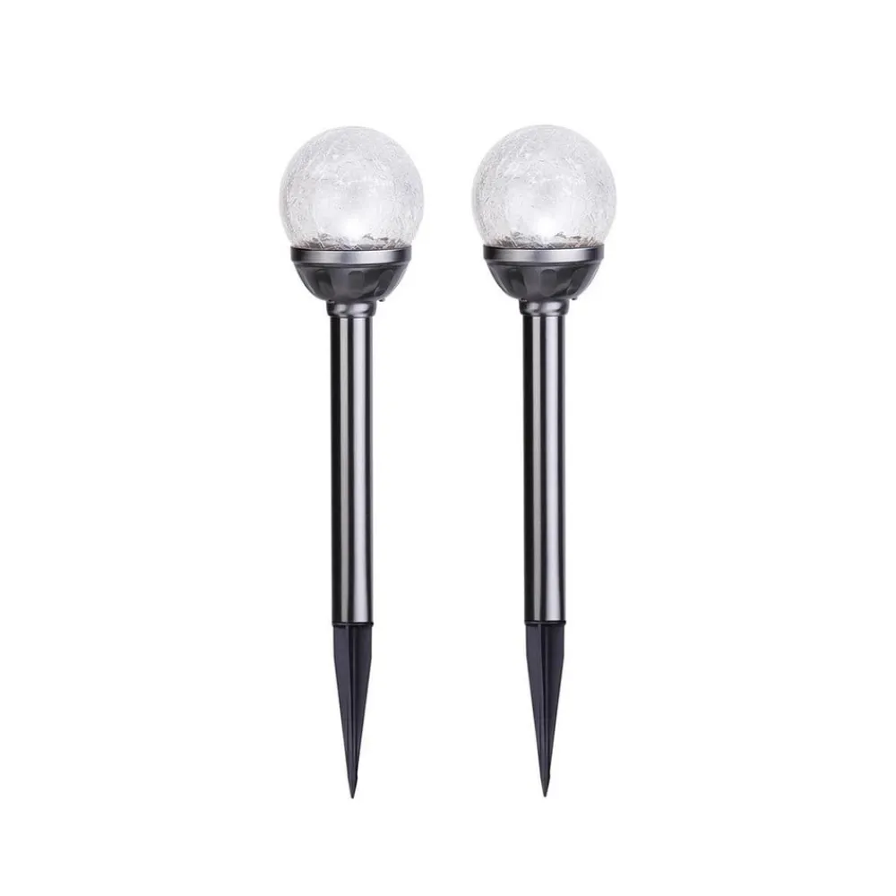 STAR TRADING Solardrevne LED-staver med kuler (2-pakning)| Dekorasjonsbelysning|Solcellelamper
