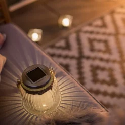 STAR TRADING Solcelledrevet LED bordlampe Jar i glass| Led-Utendørs|Terrassebelysning