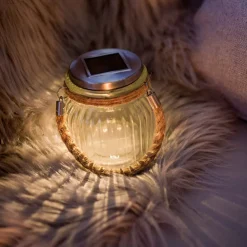 STAR TRADING Solcelledrevet LED bordlampe Jar i glass| Led-Utendørs|Terrassebelysning