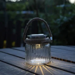 STAR TRADING Solcelledrevet LED bordlampe Jar i glass| Led-Utendørs|Terrassebelysning