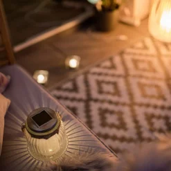 STAR TRADING Solcelledrevet LED bordlampe Jar i glass| Led-Utendørs|Terrassebelysning