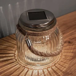 STAR TRADING Solcelledrevet LED bordlampe Jar i glass| Led-Utendørs|Terrassebelysning