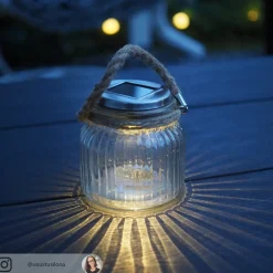 STAR TRADING Solcelledrevet LED bordlampe Jar i glass| Led-Utendørs|Terrassebelysning