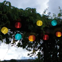 STAR TRADING Solcelledrevet LED-lyslenke med 10 fargede lykter| Dekorasjonsbelysning|Solcellelamper