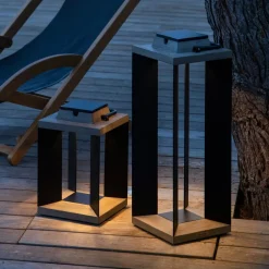 Les Jardins Solcellelykt Teckalu, aluminium svart, 45,5 cm| Solcellelamper Med Sensor|Terrassebelysning