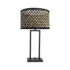 Steinhauer Stang 3703ZW bordlampe, svart/naturlig flettverk| Bordlamper