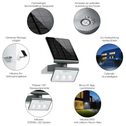 STEINEL XSolar L-S Professional LED-sensorspotlight| Solcellelamper Med Sensor|Vegglamper Med Sensor