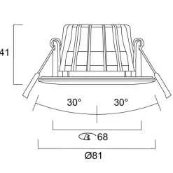 Sylvania innfellingslampe Obico 68, krom, IP65, CCT, dimbar New