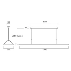 Sylvania LED-pendellampe Areum, 150 x 30 cm, 840, DALI| Butikkbelysning