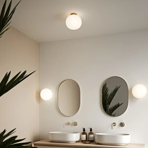 Nordlux Taklampe Alton med glass-skjerm, messing/opal Discount