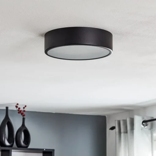 TEMAR LIGHTING Taklampe Cleo, Ø 30 cm, IP20, svart, metall, E27 Online