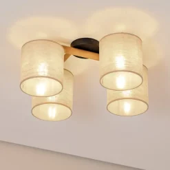 TK Lighting Taklampe Deva, 4 lyskilder, tekstil| Taklamper