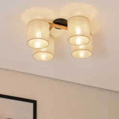 TK Lighting Taklampe Deva, 4 lyskilder, tekstil| Taklamper