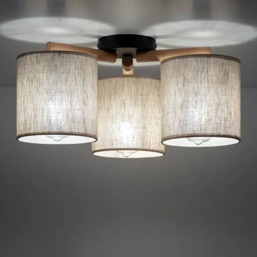 TK Lighting Taklampe Deva, tekstil, 3 lyskilder Best