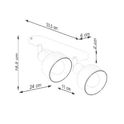 SOLLUX LIGHTING Taklampe Elba, 34 cm, 2 lyskilder, hvit, metall, E27 New