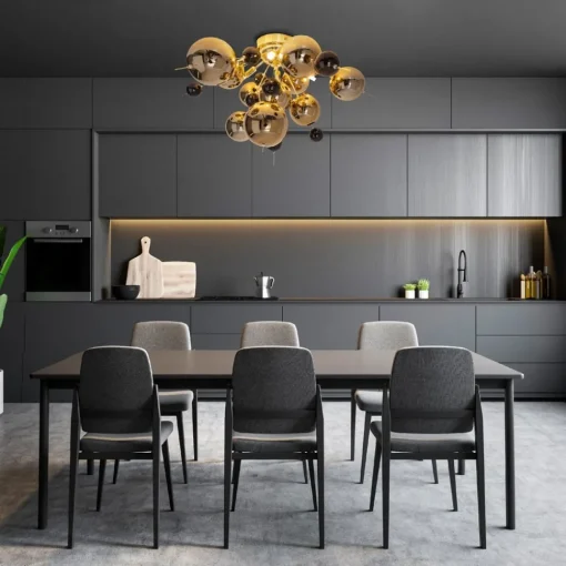 Näve Taklampe Explosion med gullkuler| Design- Og Hotellbelysning